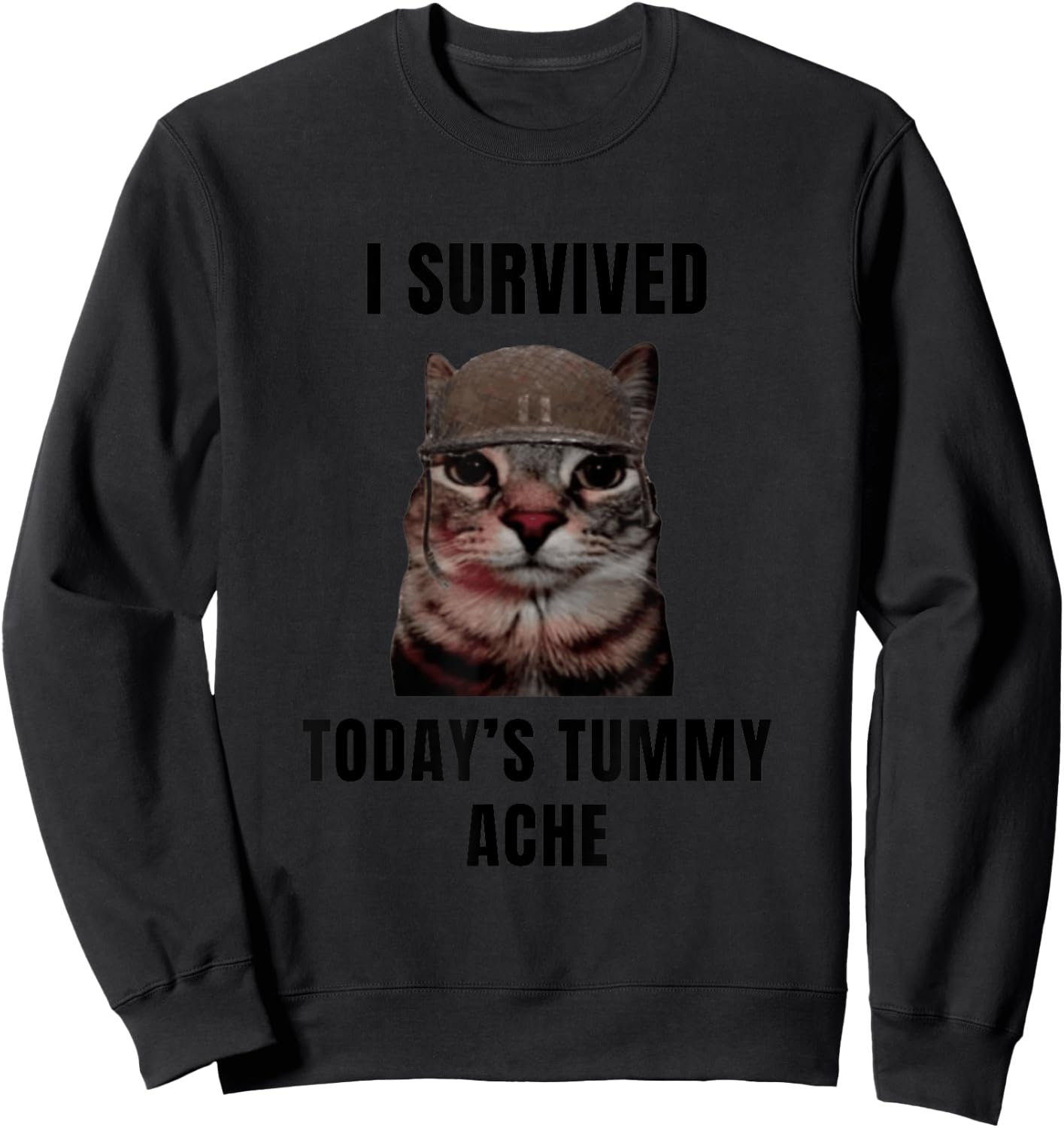 Funny I Survived Today's Tummy Ache Joke Sweatshirt - Sweatshirt | Black