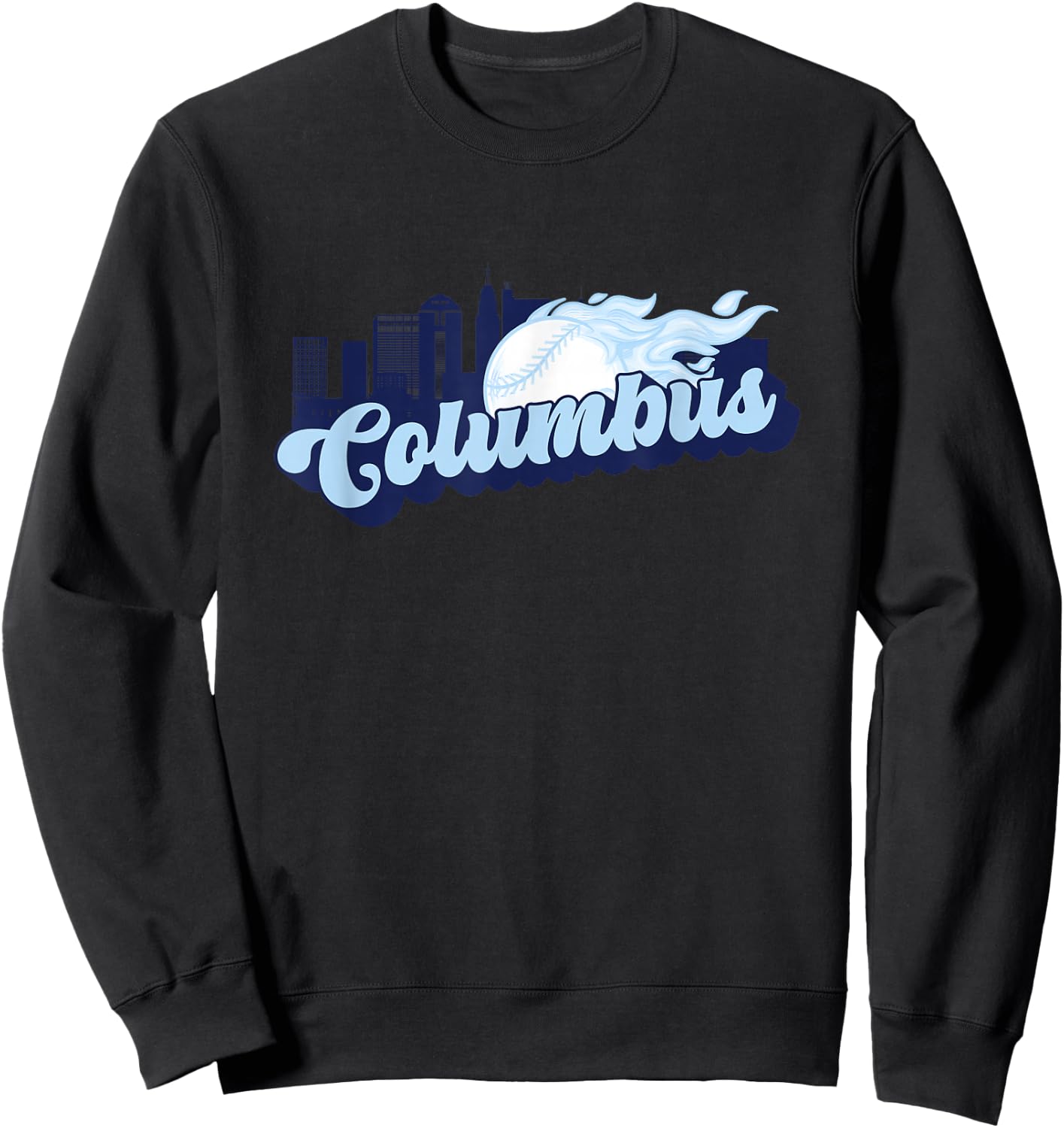 Columbus Baseball Vintage City Skyline Retro Baseball Lover Sweatshirt - Sweatshirt | Black