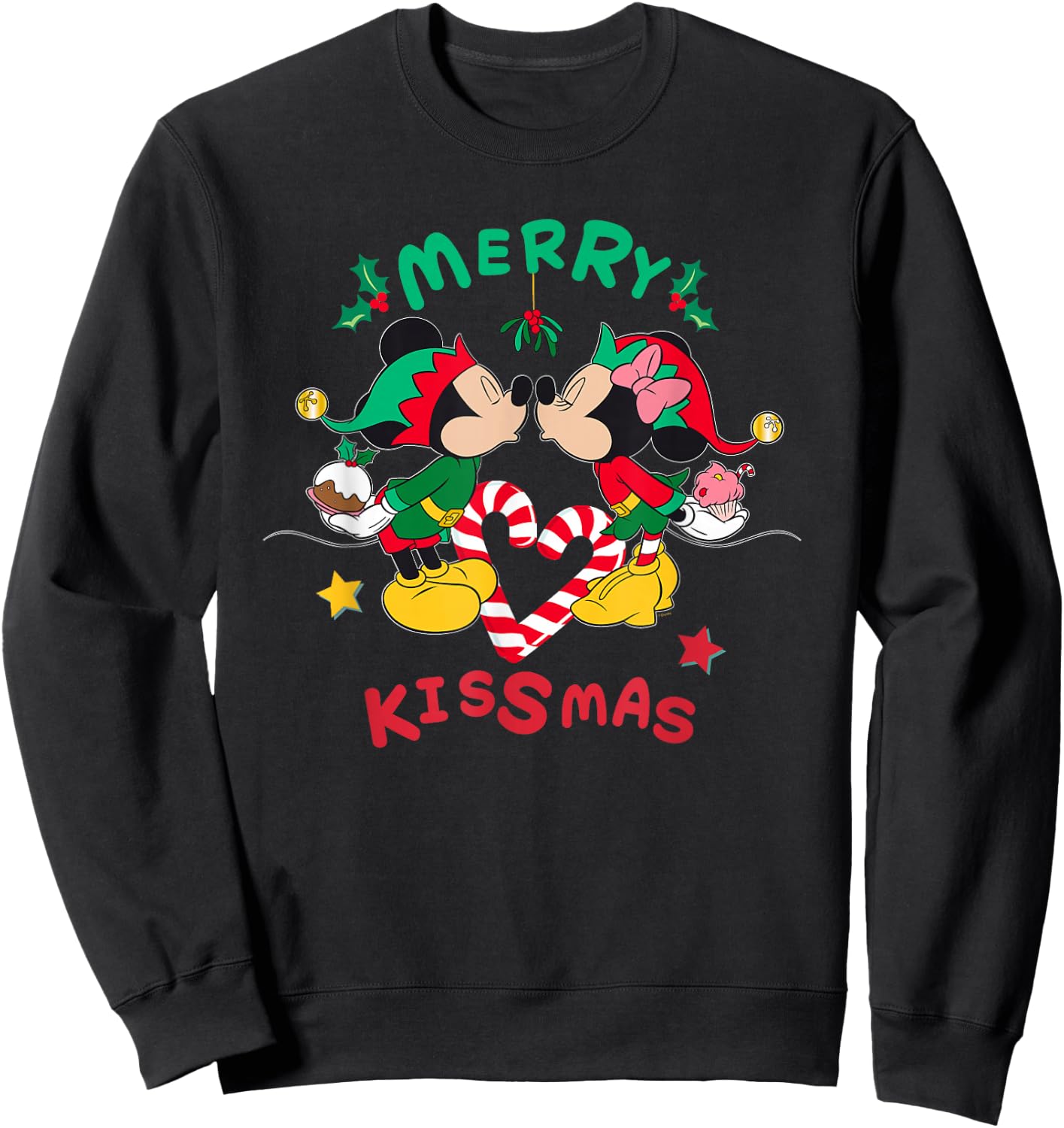 Disney Mickey and Minnie Mouse Christmas Love Merry Kissmas Sweatshirt - Sweatshirt | Black
