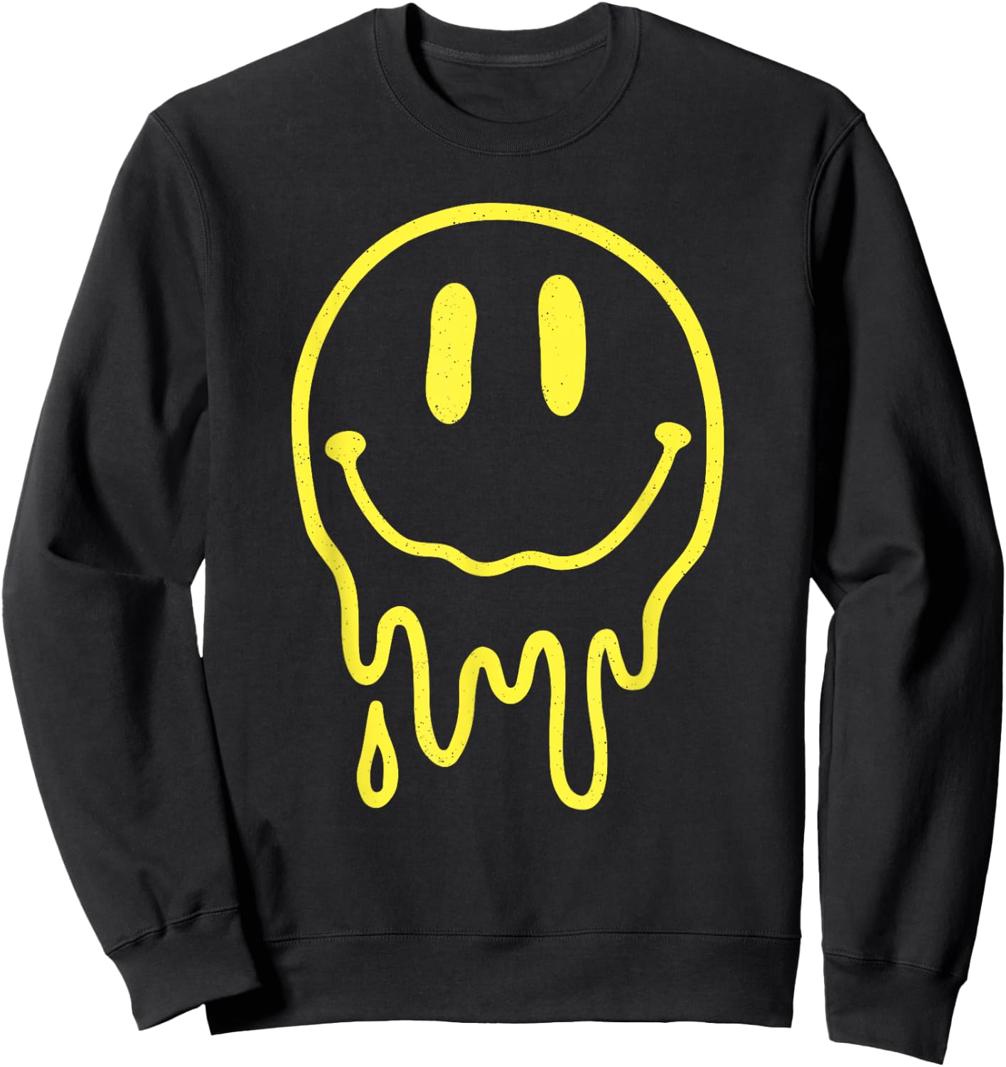 Melting Yellow Smile Face Melted Dripping Happy Face Kids Sweatshirt - Sweatshirt | Black