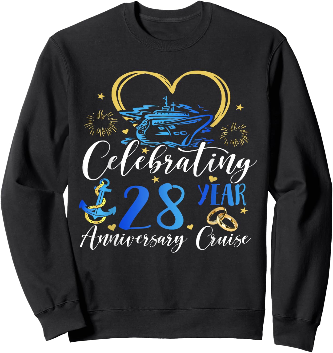 Celebrating 28 Years Anniversary Cruise 28th Anniversary Sweatshirt - Sweatshirt | Black
