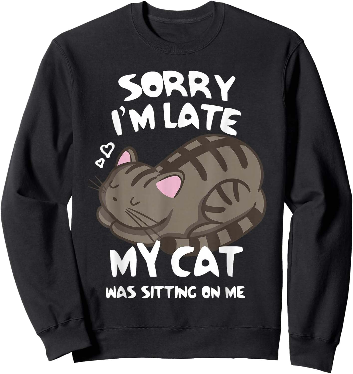 Sorry I'm Late My Cat was Sitting On Me Cat Lover Sweatshirt - Sweatshirt | Black