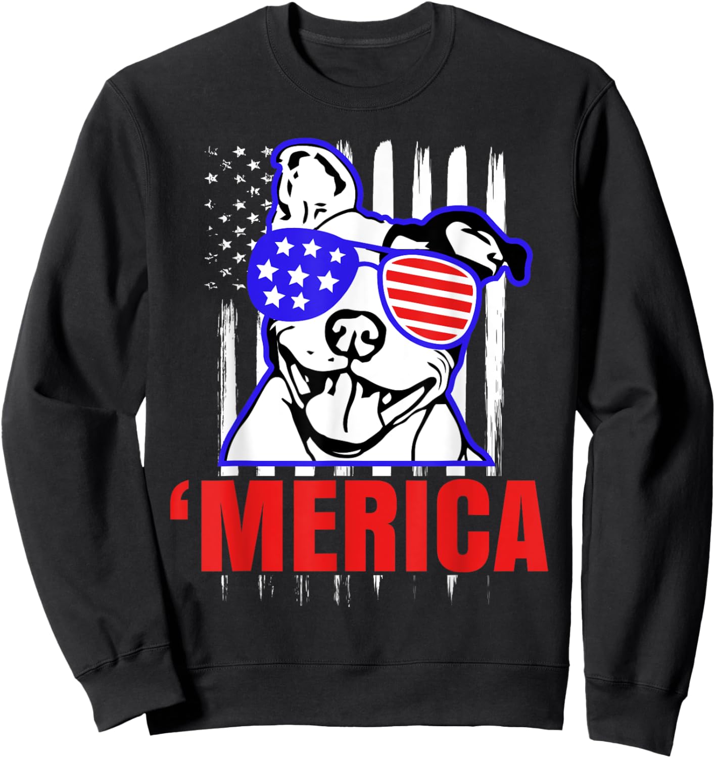 'Merica Funny Pitbull Shirt America Parody Party Pit Bull Sweatshirt - Sweatshirt | Black