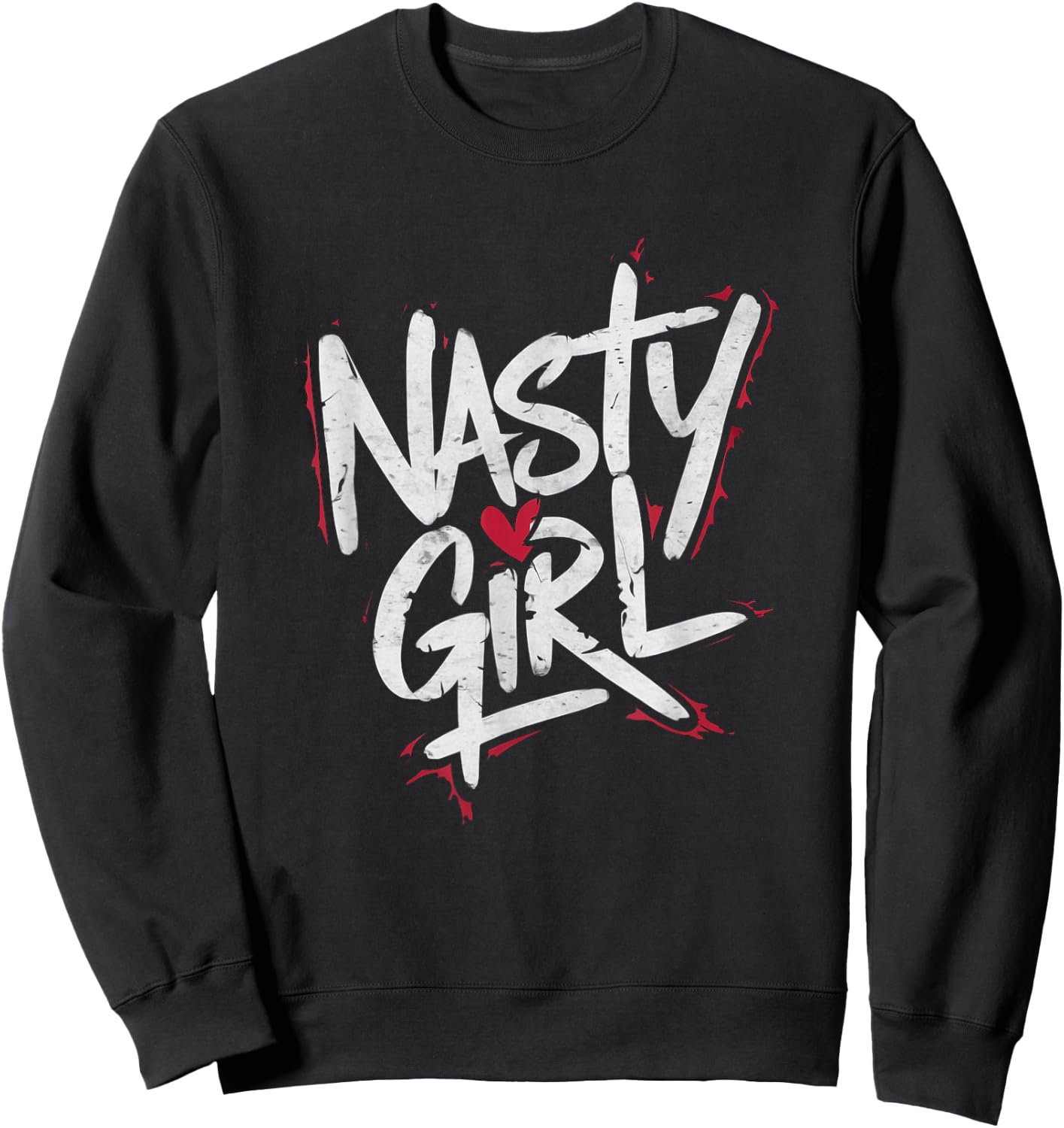 Nasty Girl Heart Graffiti Style Design Sweatshirt - Sweatshirt | Black
