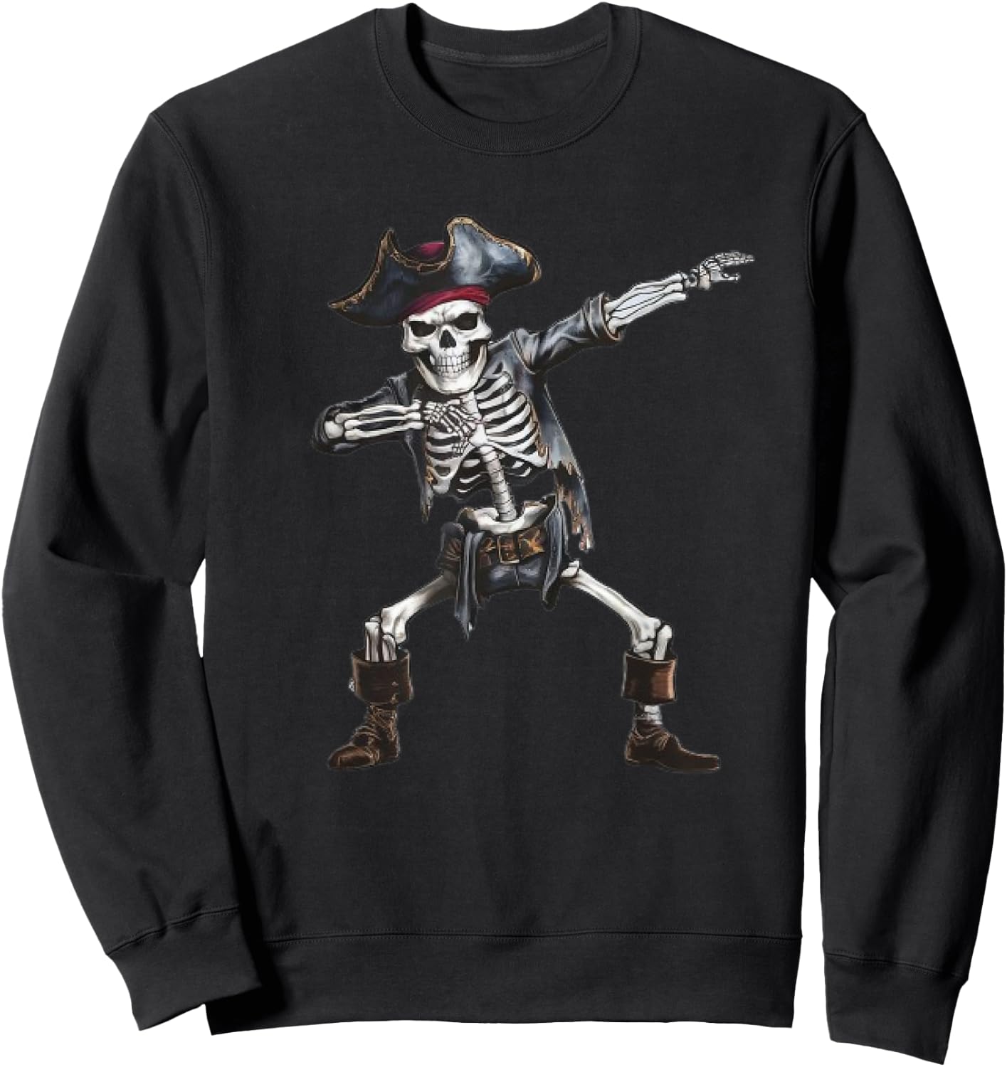 Dabbing Skeleton Pirate Halloween Kids Jolly Roger Pirate Sweatshirt - Sweatshirt | Black