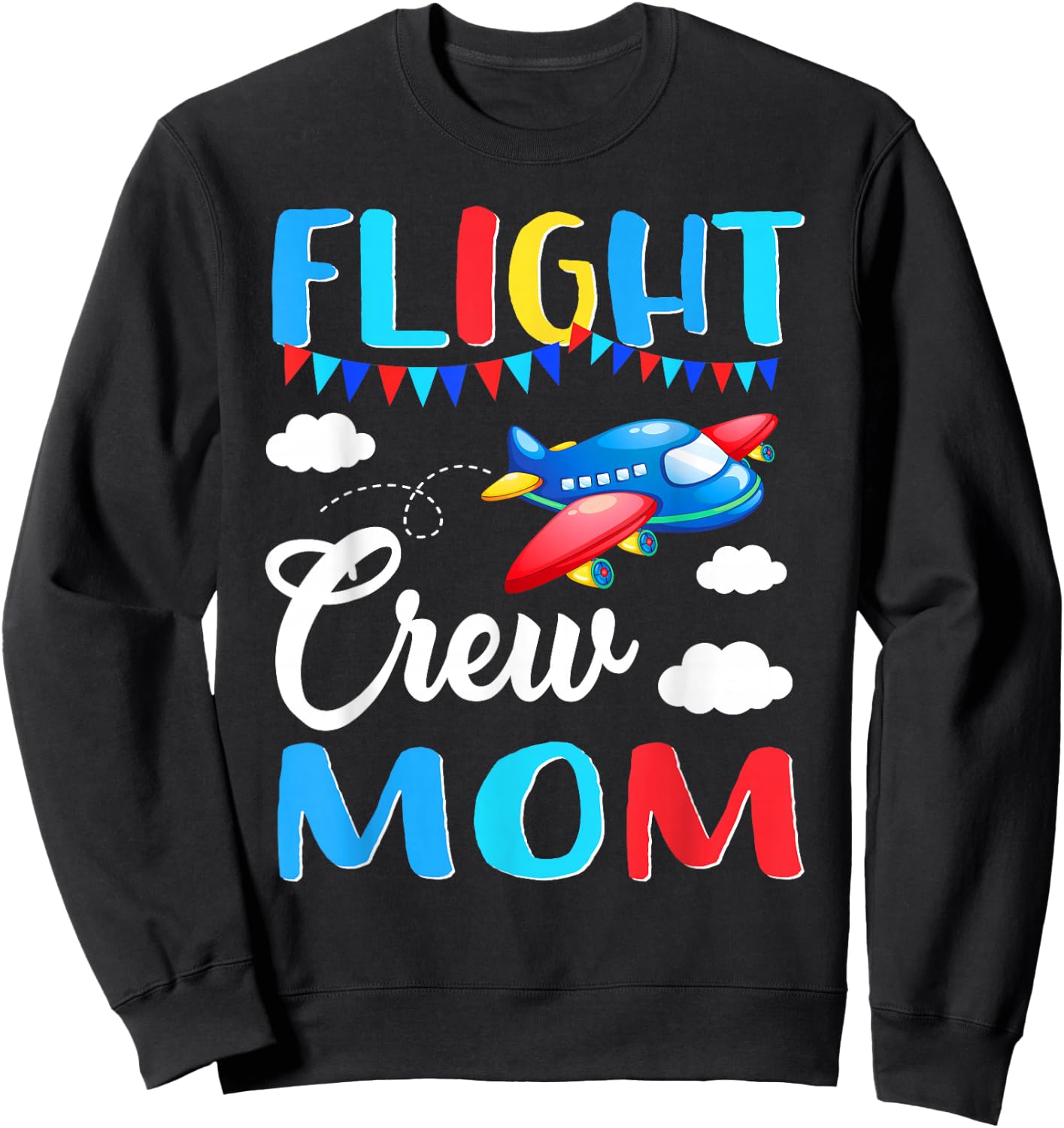 Flight Crew Mom Airplane Birthday Mom Family Matching Sweatshirt - Sweatshirt | Black