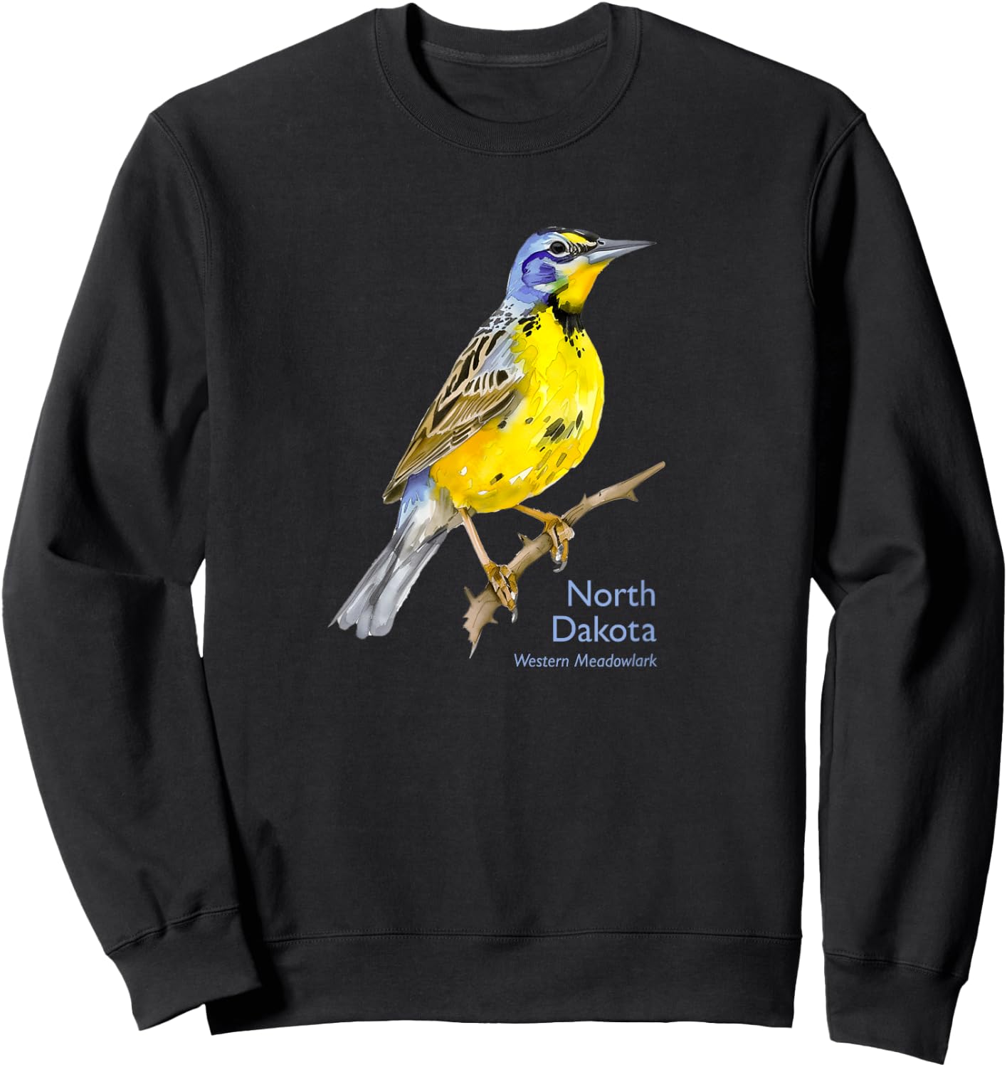 North Dakota Western Meadowlark Bird Birder Souvenir Sweatshirt - Sweatshirt | Black