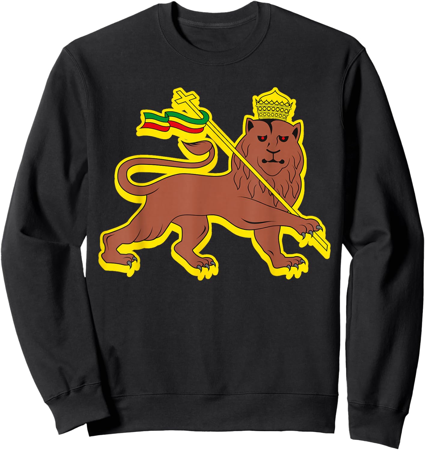 Ethiopia Lion Of Judah Cross Ethiopian Flag Sweatshirt - Sweatshirt | Black