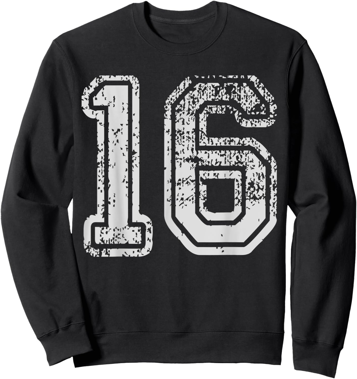 Team Jersey Uniforms Number 16 sixteen School Sport Birthday Sweatshirt - Sweatshirt | Black