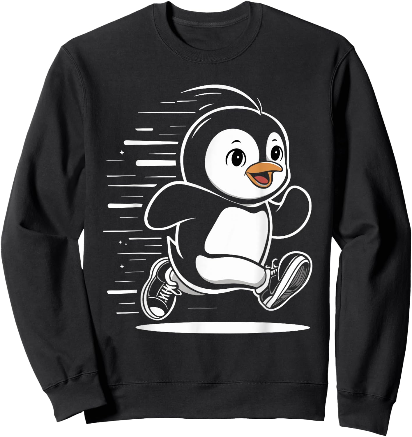 Jogging Penguin Runner Running Animal Cute Jogger Sweatshirt - Sweatshirt | Black