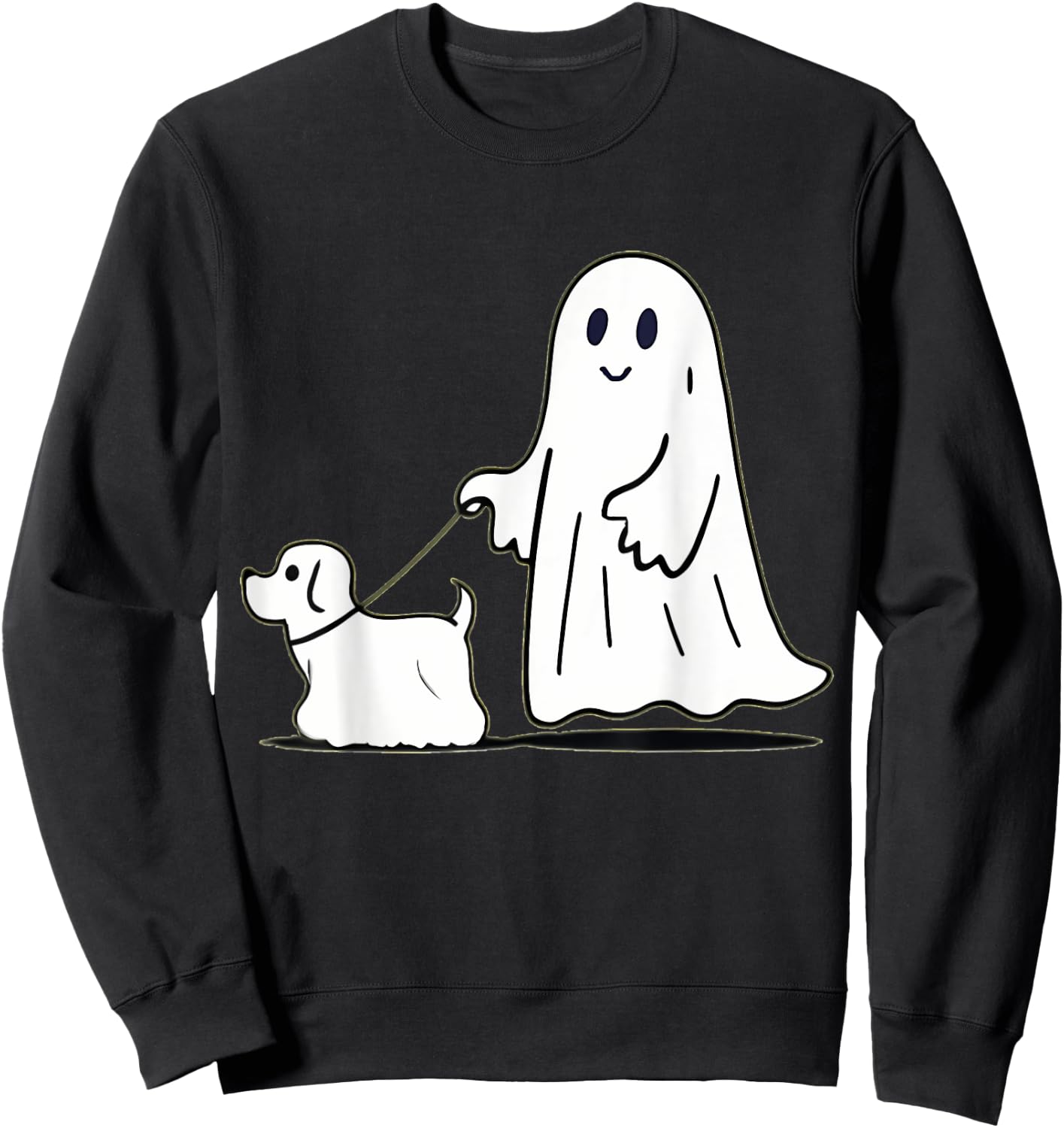 Ghost Walking Dog Ghostie Funny Halloween Dog Lover Sweatshirt - Sweatshirt | Black