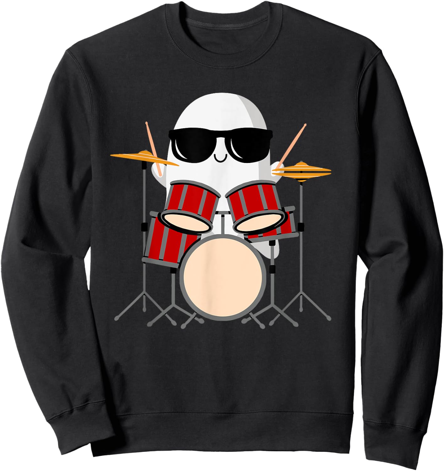 Funny Ghost Drummer - Spooky & Cool Halloween Drum Music Sweatshirt - Sweatshirt | Black