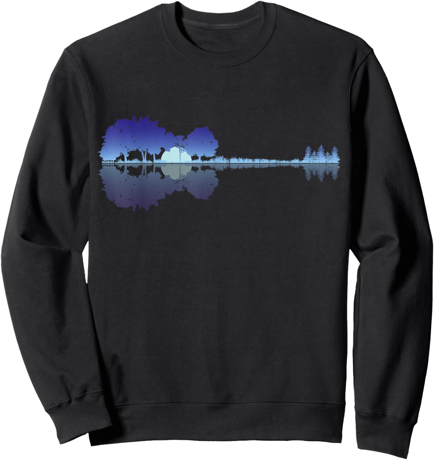 Guitar Lake Shadow Music Lovers Rock Guitar Musician Sweatshirt - Sweatshirt | Black