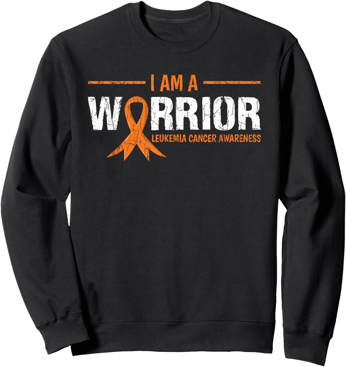 I Am A Warrior Leukemia Awareness Happy Ribbon Graphic Sweatshirt - Sweatshirt | Black