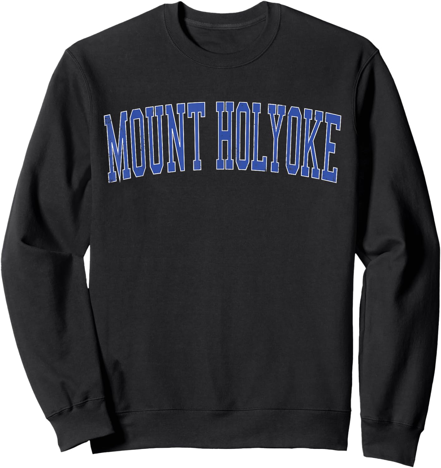 Vintage Mount Holyoke Distressed Blue Varsity Style Sweatshirt - Sweatshirt | Black
