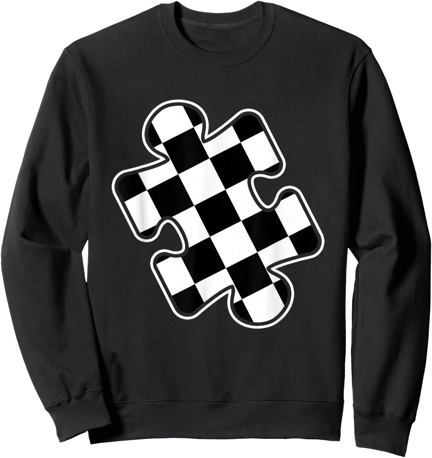 Autism Awareness Checkered Puzzle Piece Race Car Gamer Boys Sweatshirt - Sweatshirt | Black