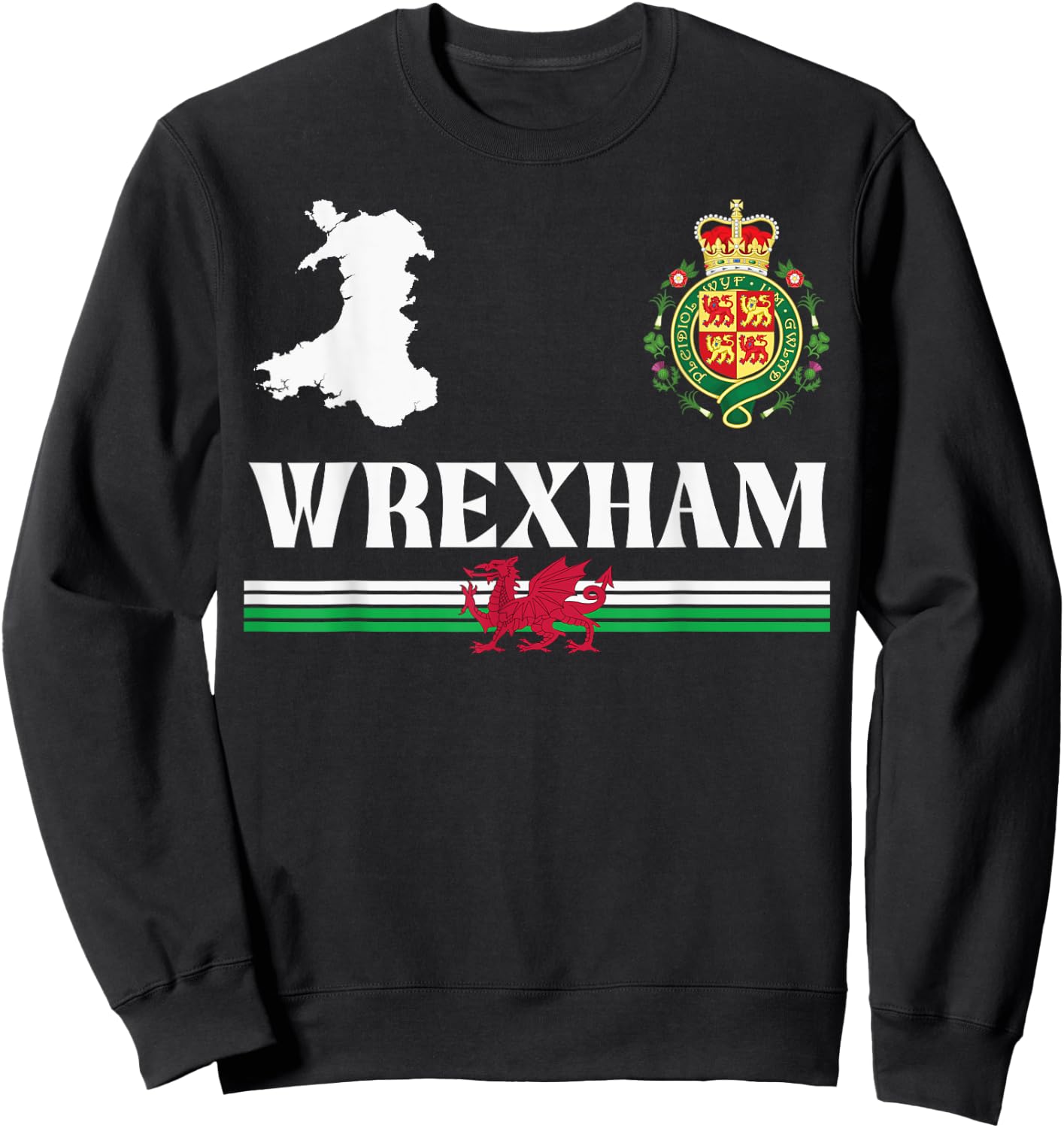 Wrexham Wales Emblem, Wrexham Wales, Wrexham Sweatshirt - Sweatshirt | Black