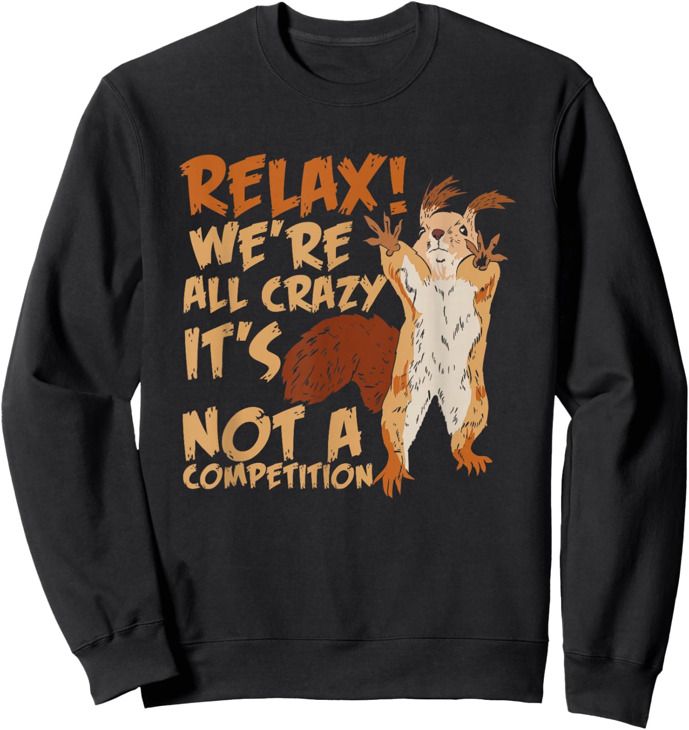 Squirrel Relax We're All Crazy It's Not A Competition Sweatshirt - Sweatshirt | Black