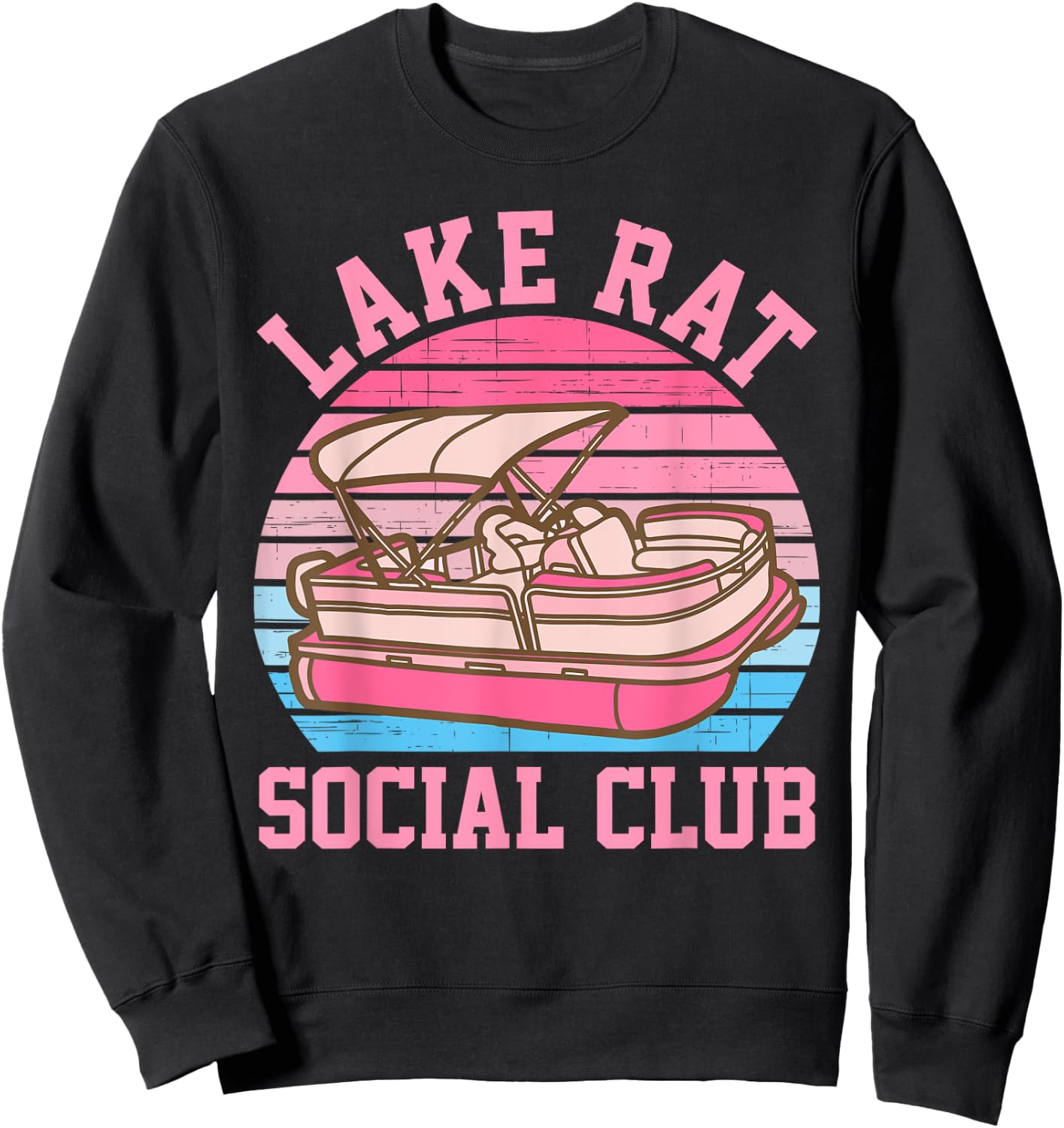 Lake Rat Social Club Boat Vintage Design Sweatshirt - Sweatshirt | Black