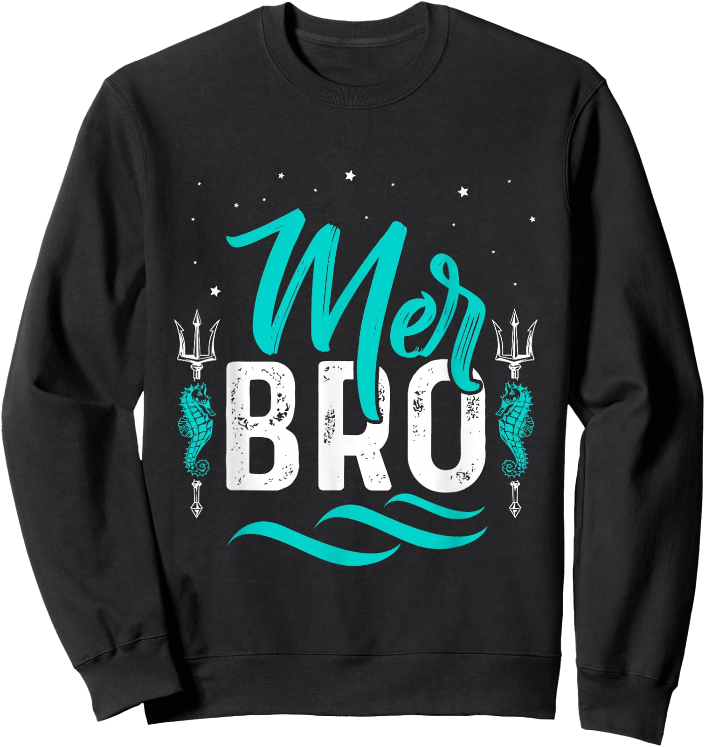 Merbro Brother of a Mermaid Boy and Toddlers Kids Merman Sweatshirt - Sweatshirt | Black