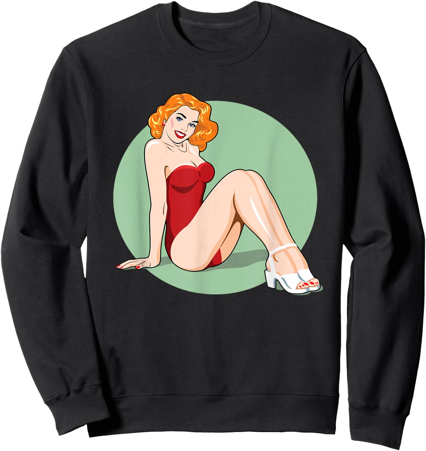 Vintage Pin-Up Girl American Art Retro Nostalgia Sweatshirt - Sweatshirt | Black