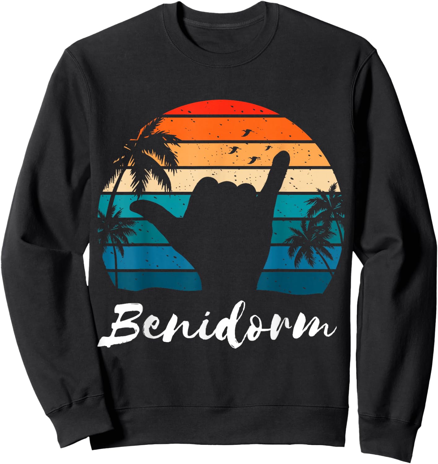 Benidorm Vintage Sunset Spain Sweatshirt - Sweatshirt | Black