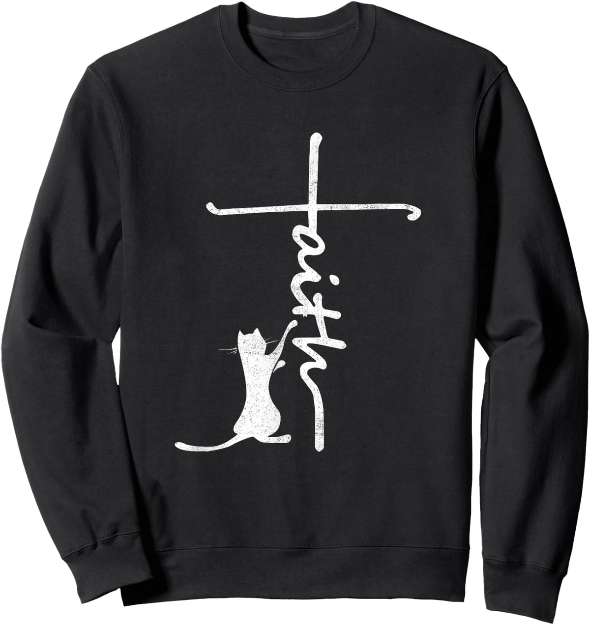 Funny cat shirts - Faith Cross Quotes Christian Sweatshirt - Sweatshirt | Black