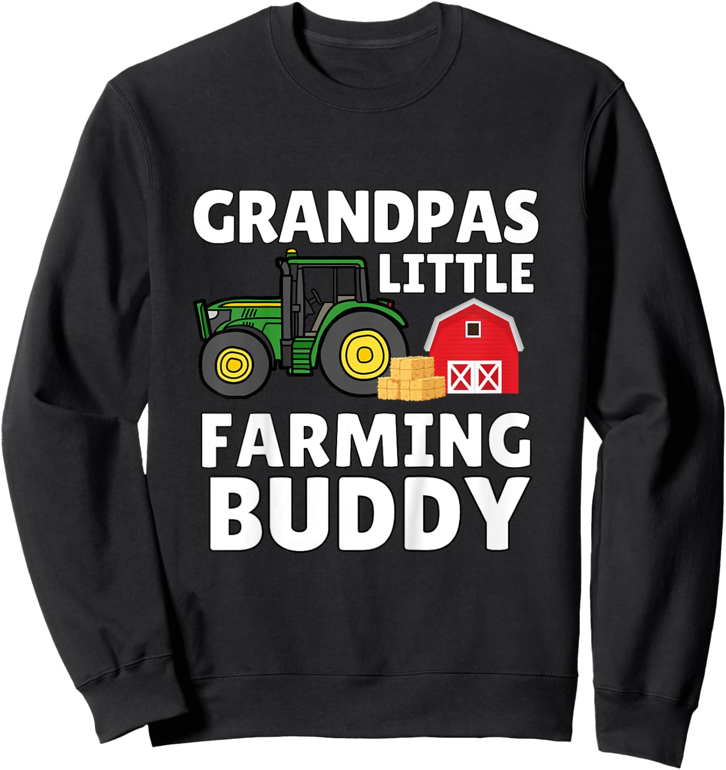 Kids Grandpas Little Farming Buddy Cute Kids Fishing Sweatshirt - Sweatshirt | Black