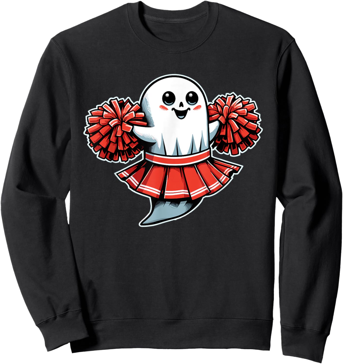Cheerleading Ghost Halloween Cheerleader Sweatshirt - Sweatshirt | Black