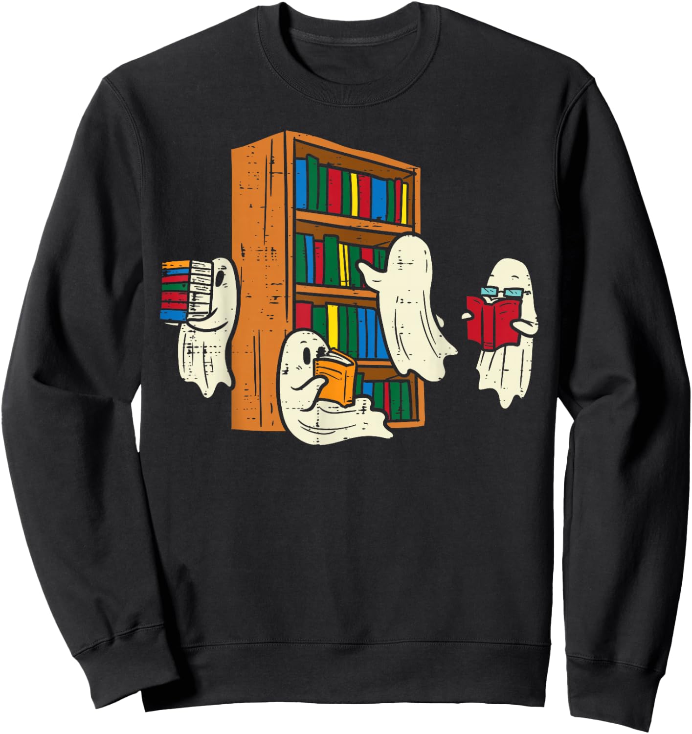 Ghosts Reading Books Teacher Halloween Librarian Boooks Sweatshirt - Sweatshirt | Black