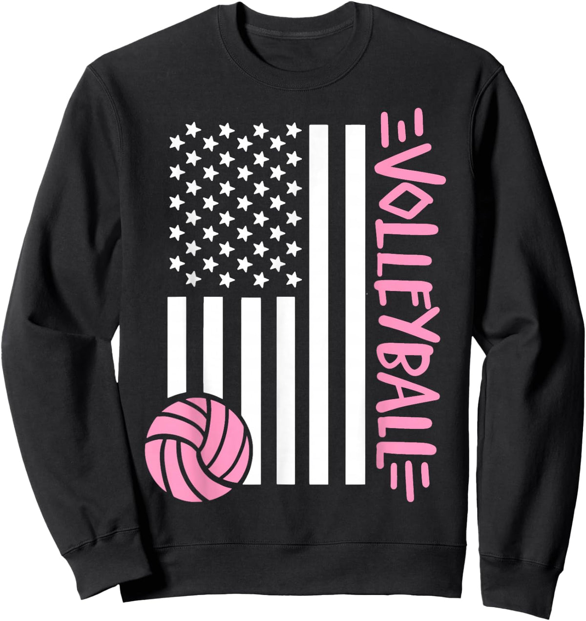 Volleyball US Flag USA Sweatshirt - Sweatshirt | Black