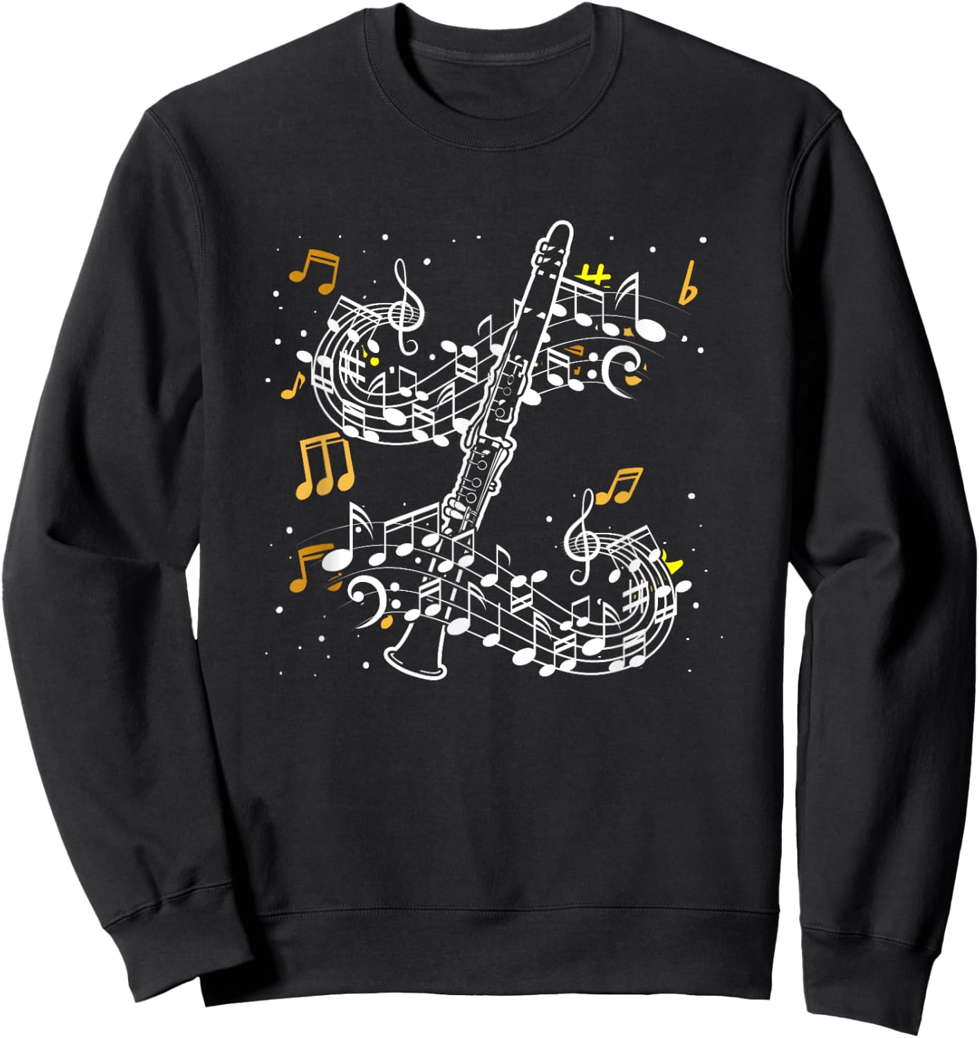 Music Notes Clarinetist Player Marching Band Clarinet Sweatshirt - Sweatshirt | Black