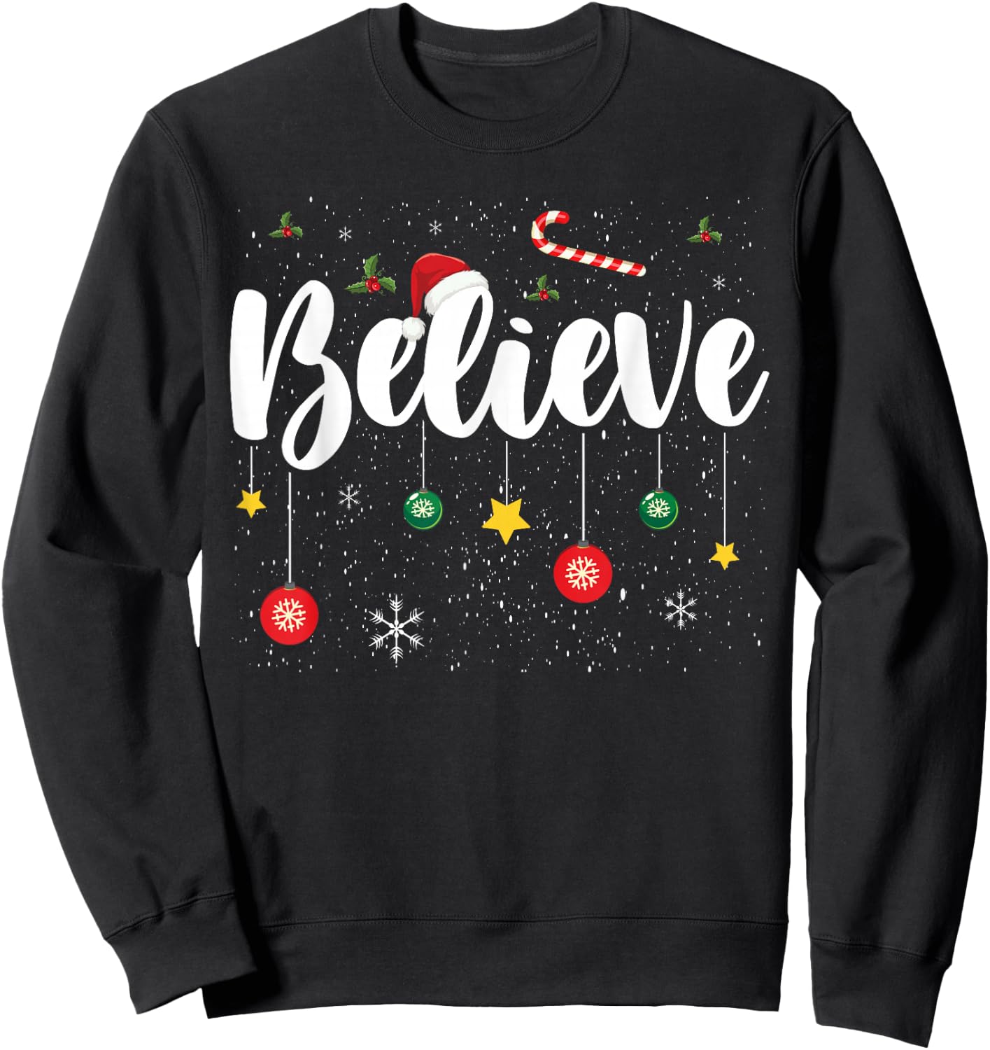 Christmas- Believe Santa Claus Believe Christmas Kids Sweatshirt - Sweatshirt | Black