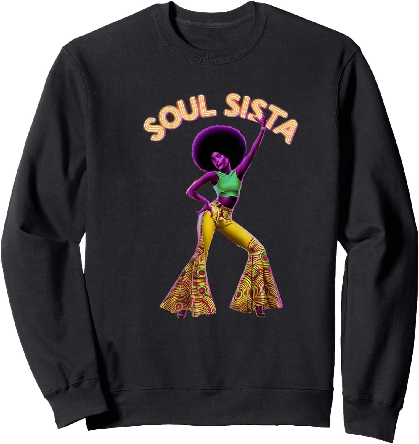 Artsy Funk Shirt Vintage 70s Costume Afro Soul Music Sweatshirt - Sweatshirt | Black