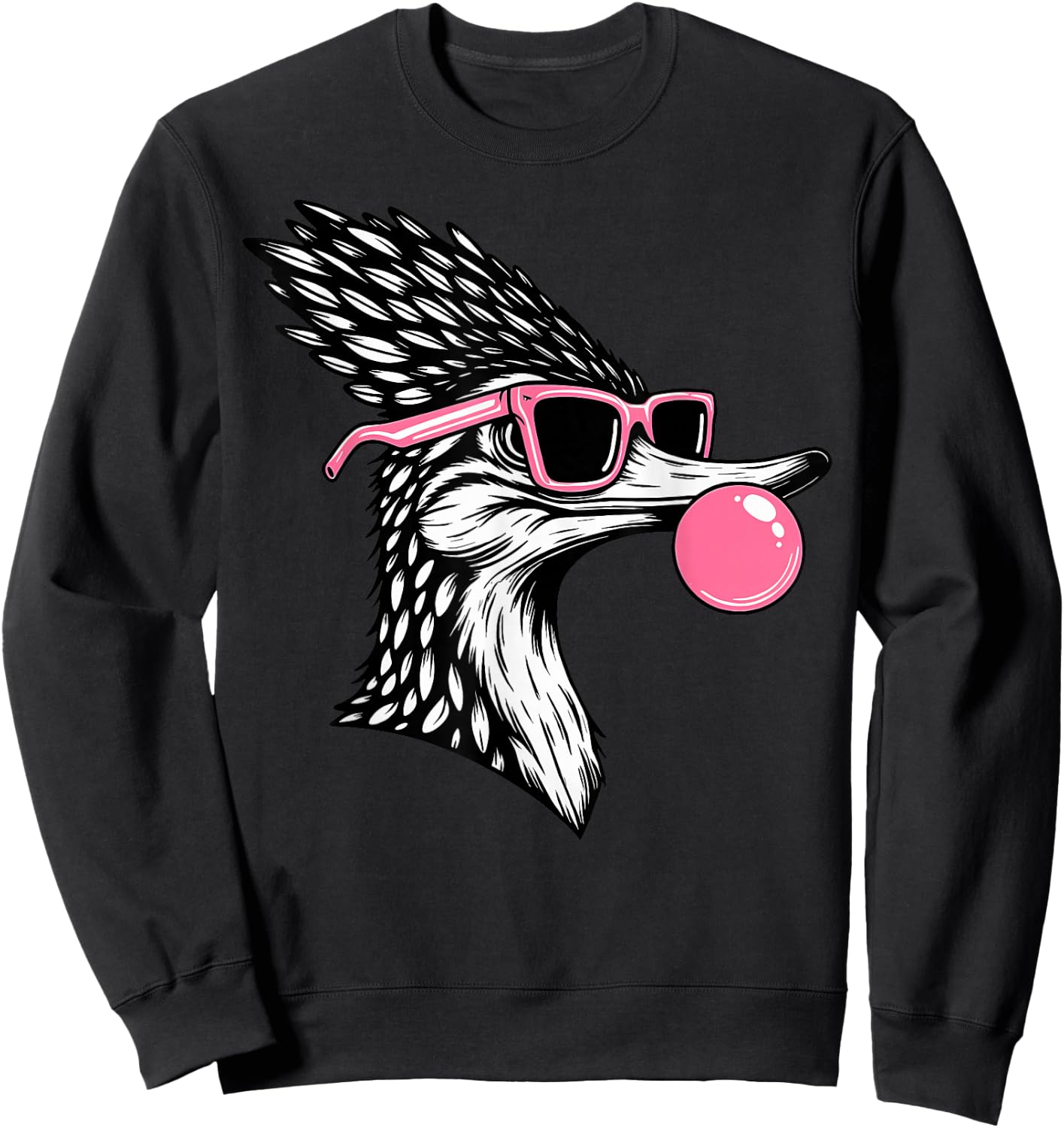 Roadrunner Blowing Bubble Gum Bird Watcher Nature Lover Sweatshirt - Sweatshirt | Black
