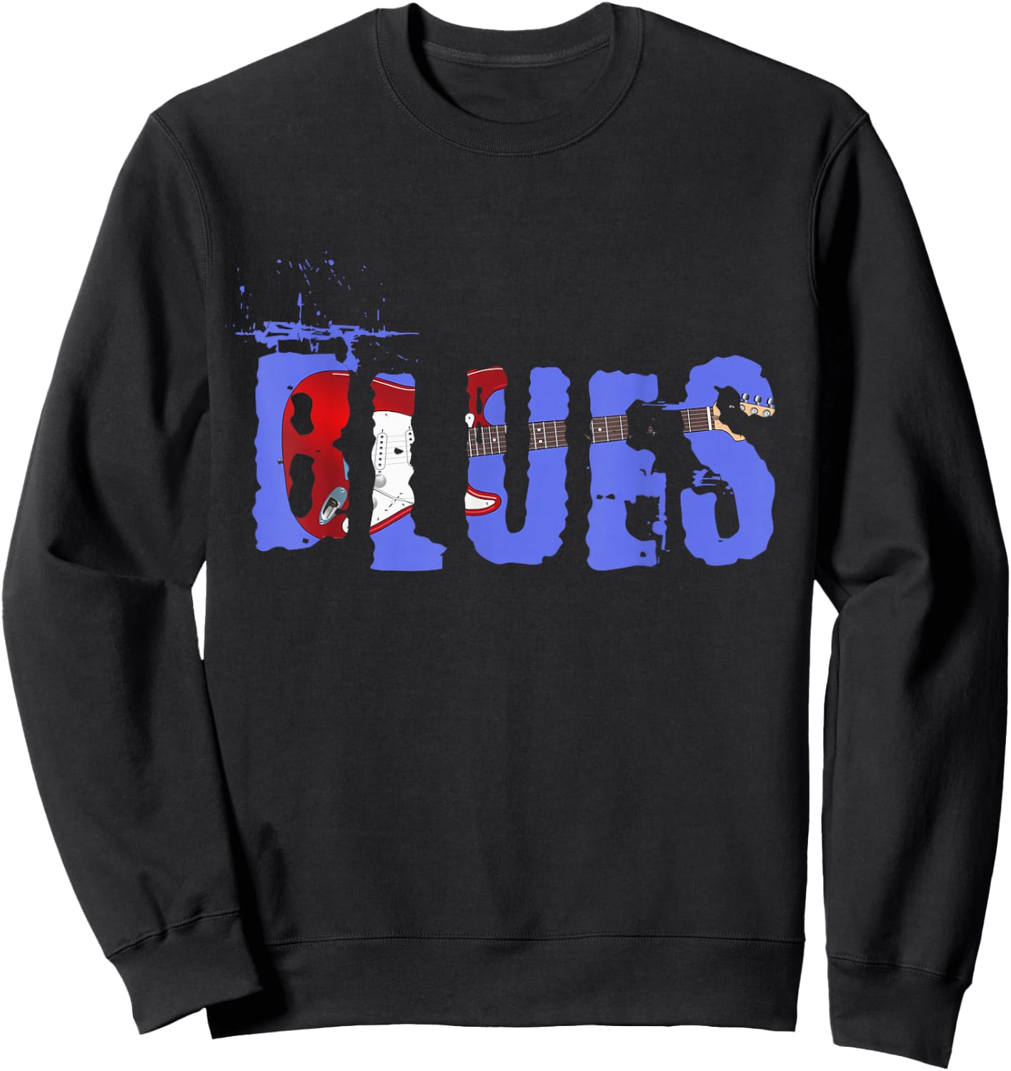 Vintage Look Blues Guitar Sweatshirt - Sweatshirt | Black