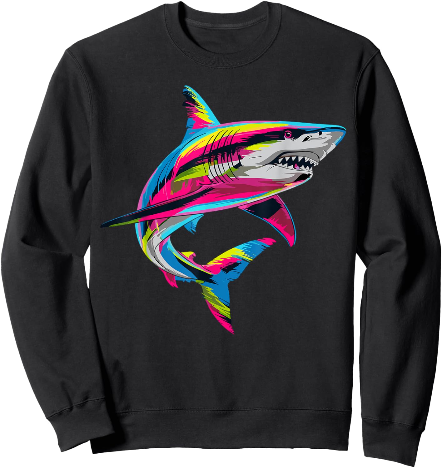 Shark Animal Biology Sea Colorful Shark Lover Sweatshirt - Sweatshirt | Black