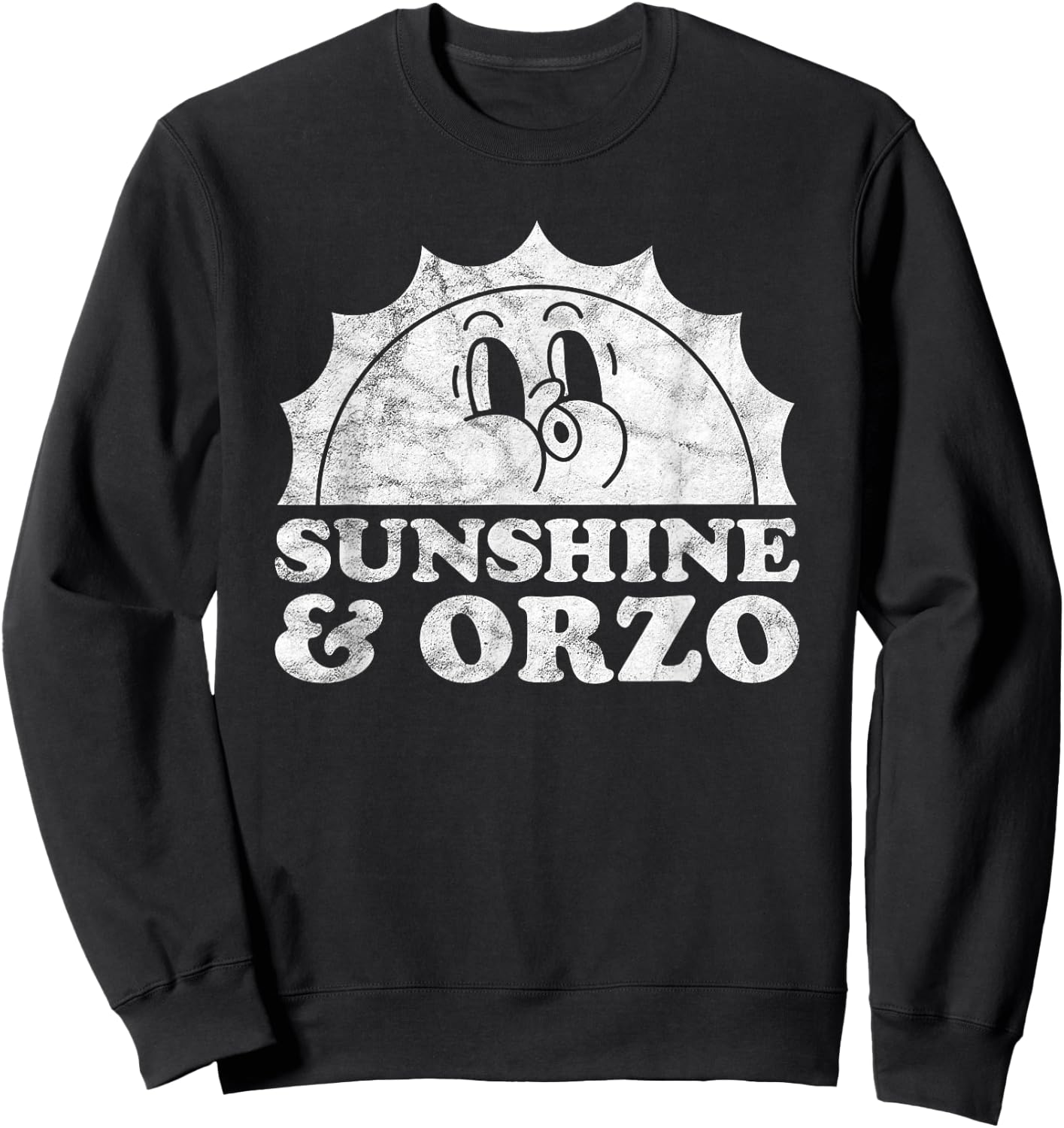 Sunshine and Orzo Retro Vintage Sun Pasta Women Kids Sweatshirt - Sweatshirt | Black