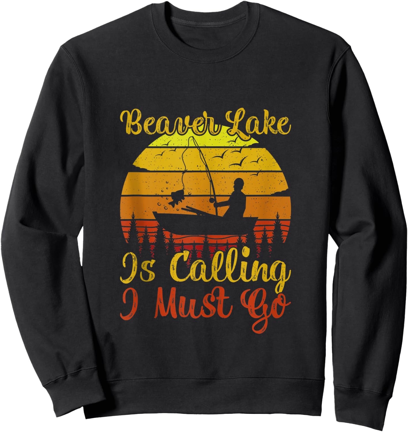 Vintage Beaver Lake Is Calling And I Must Go Fishing Sweatshirt - Sweatshirt | Black