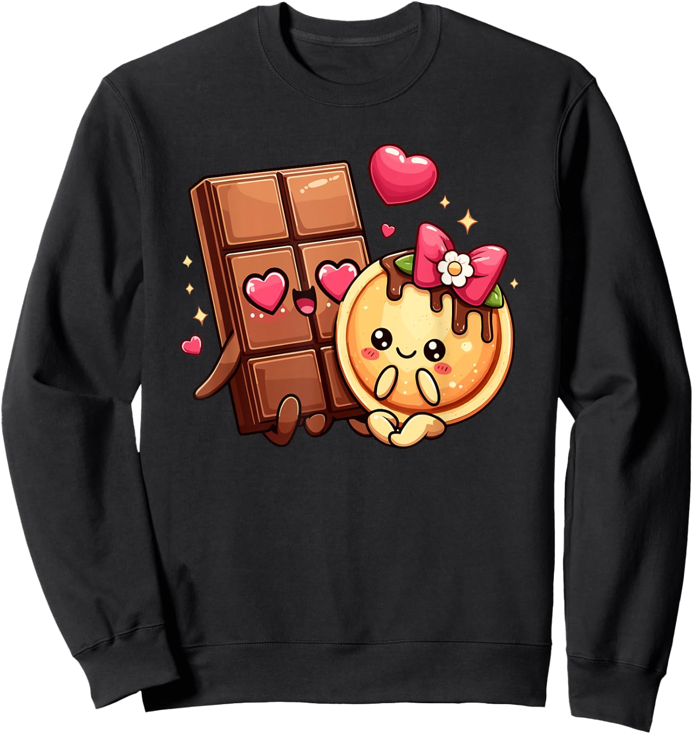 Choco And Pancake Couples Love Matching Chocolate Day Sweatshirt - Sweatshirt | Black