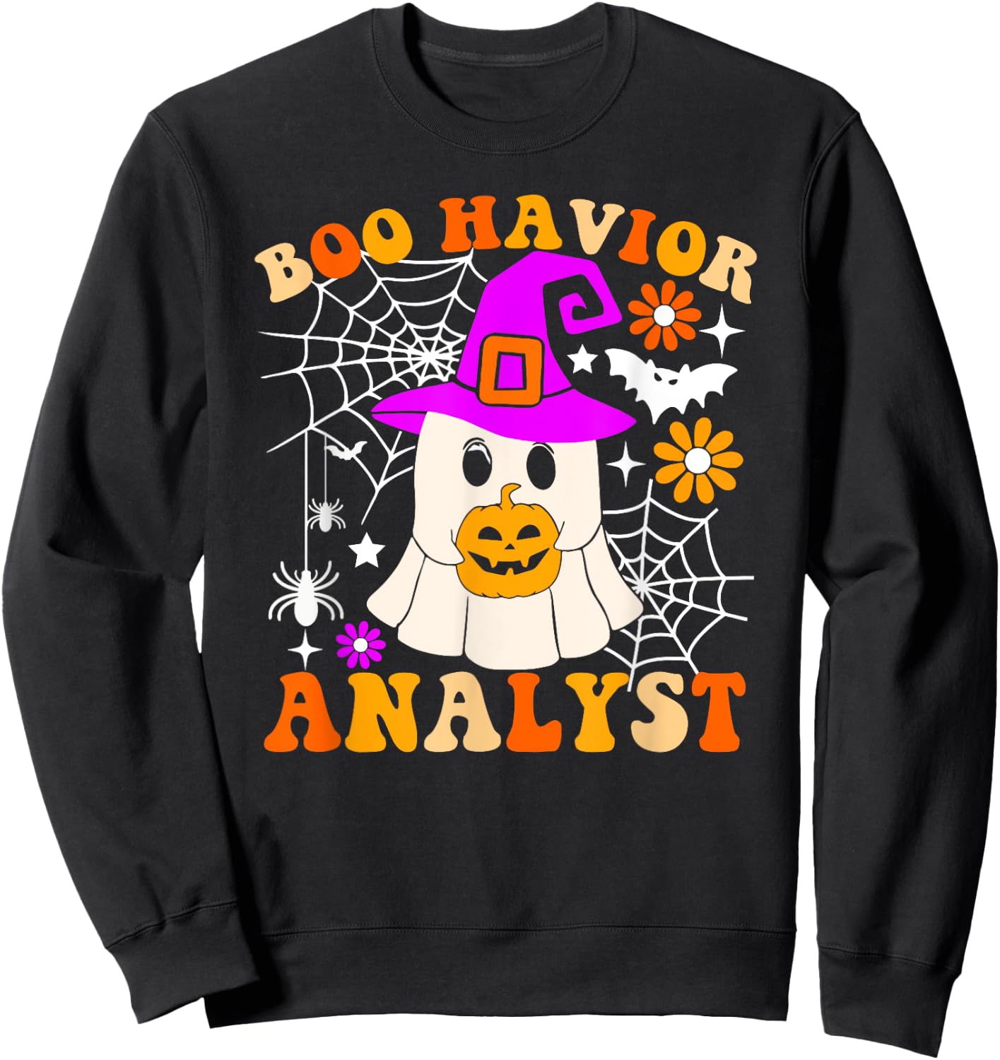 Boo Havior Analyst Funny Ghost Halloween Behavior Therapist Sweatshirt - Sweatshirt | Black