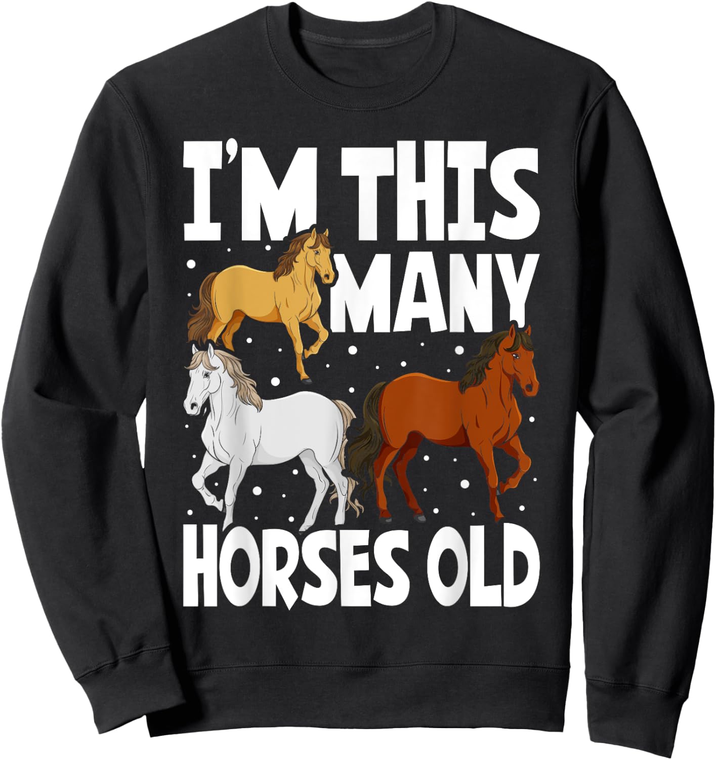 Kids 3 Years Old Girl Horses Old 3rd Birthday Kids Sweatshirt - Sweatshirt | Black