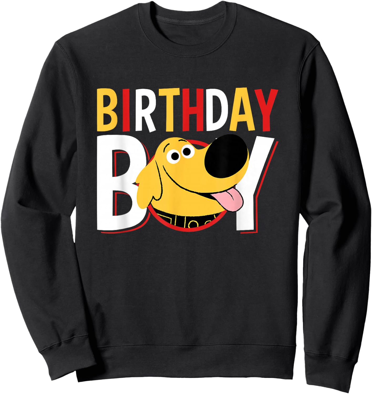 Disney Pixar Up Birthday Boy Cute Dug Big Chest Text Logo Sweatshirt - Sweatshirt | Black