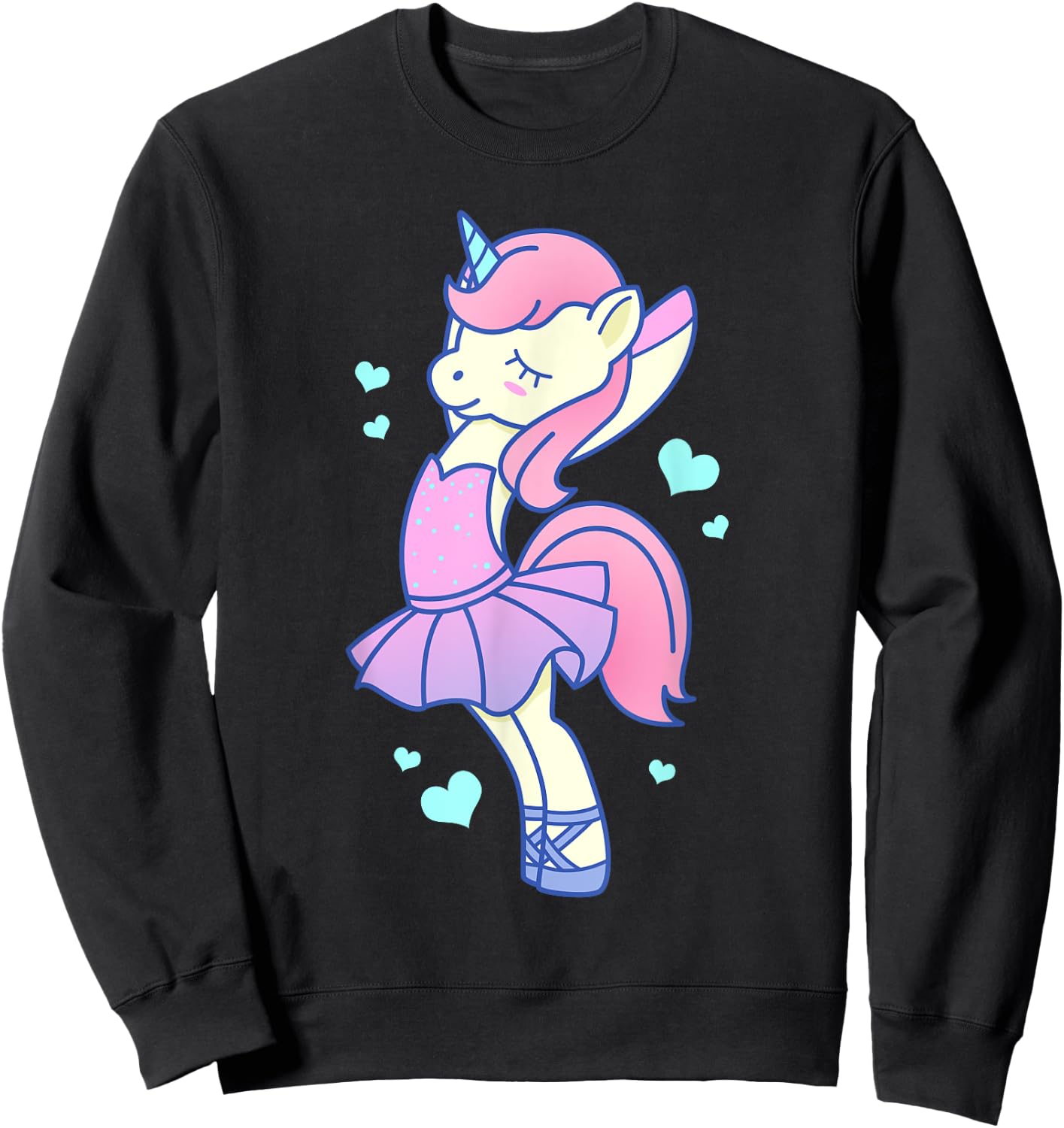 Cute Kawaii Unicorn Ballerina In Tutu - Ballet Dancer Sweatshirt - Sweatshirt | Black