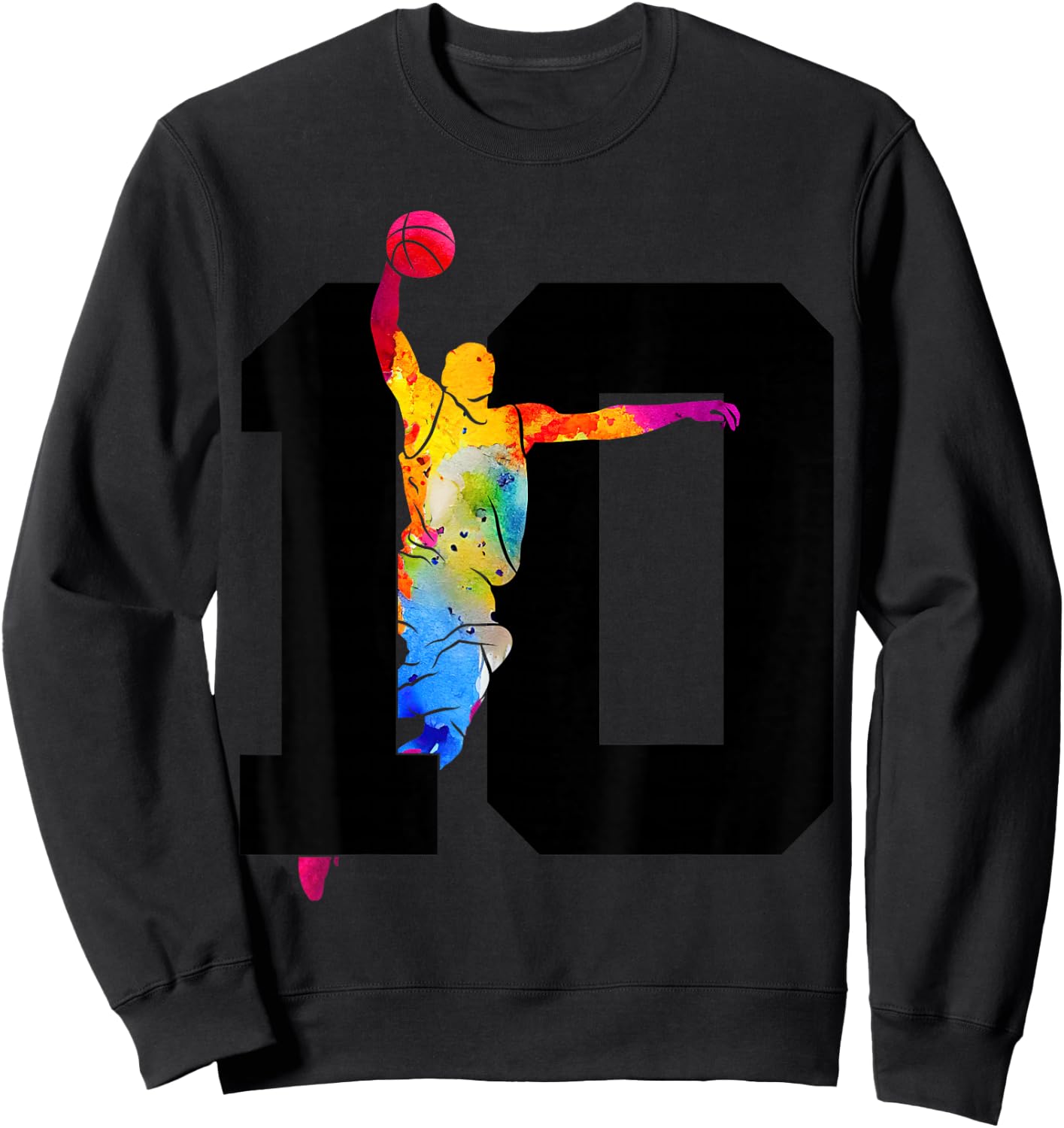 Number 10 Basketball 10th Birthday Sweatshirt - Sweatshirt | Black