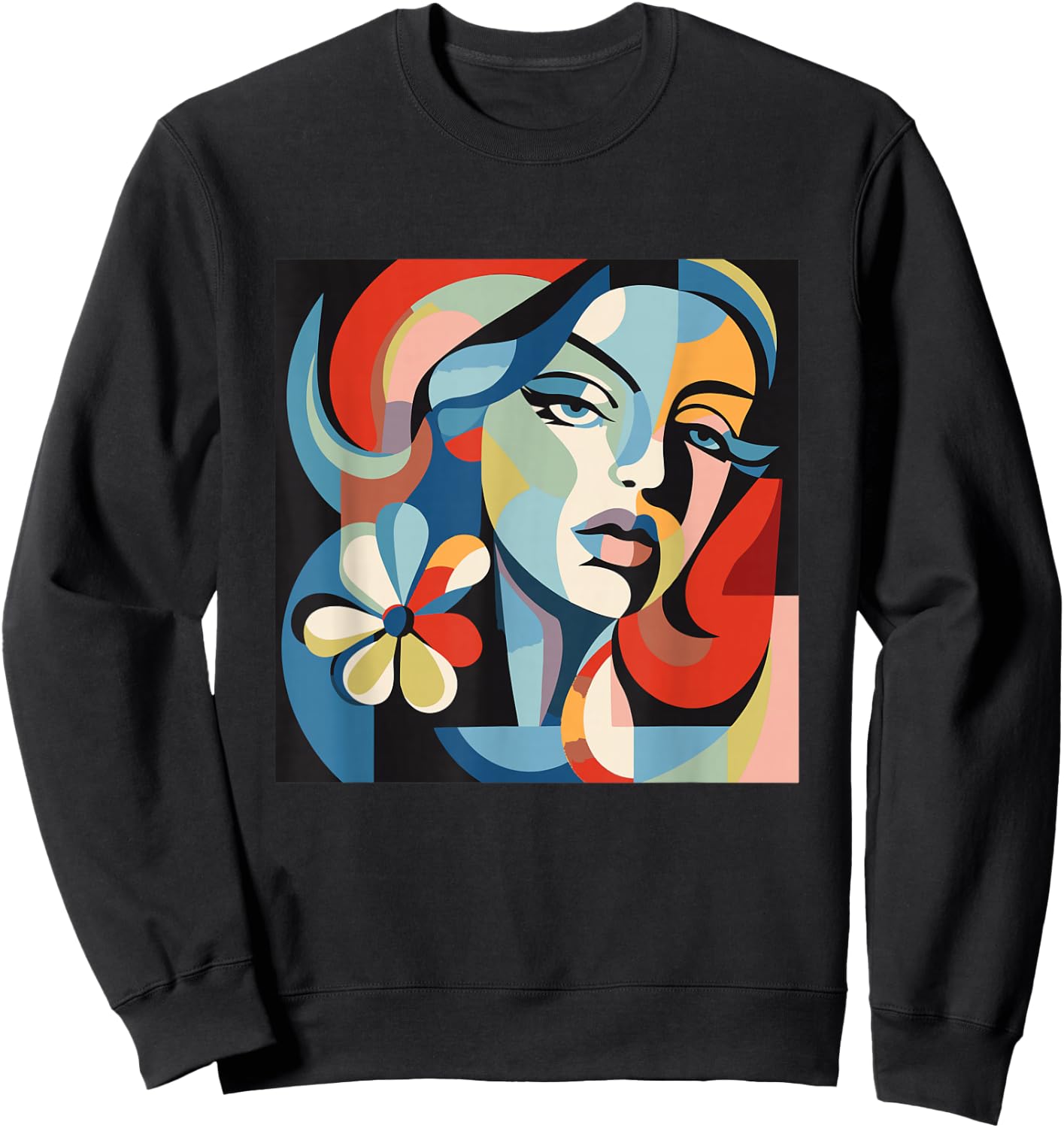 Abstract Woman Face Art Illustration Graphic Designs Sweatshirt - Sweatshirt | Black