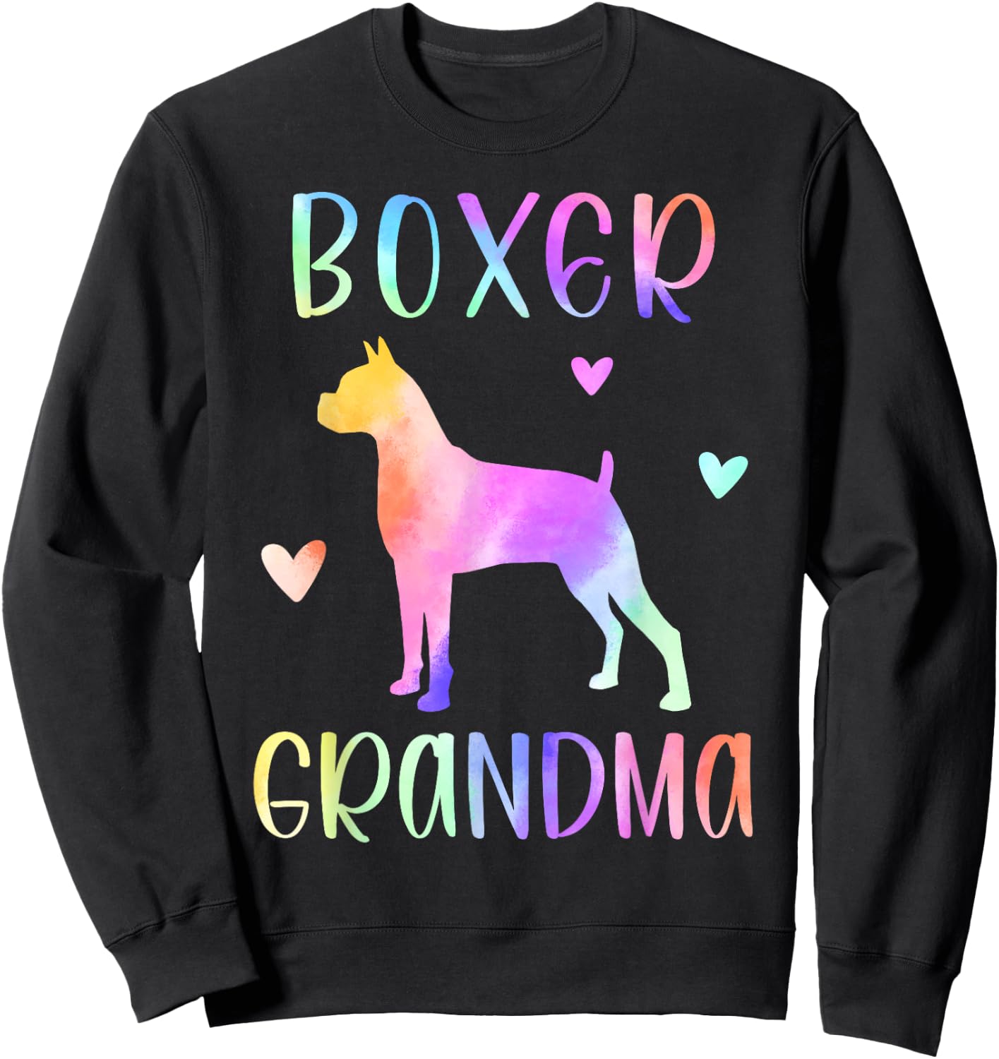 Boxer Grandma Boxer Dog Nana Rainbow Watercolor Sweatshirt - Sweatshirt | Black
