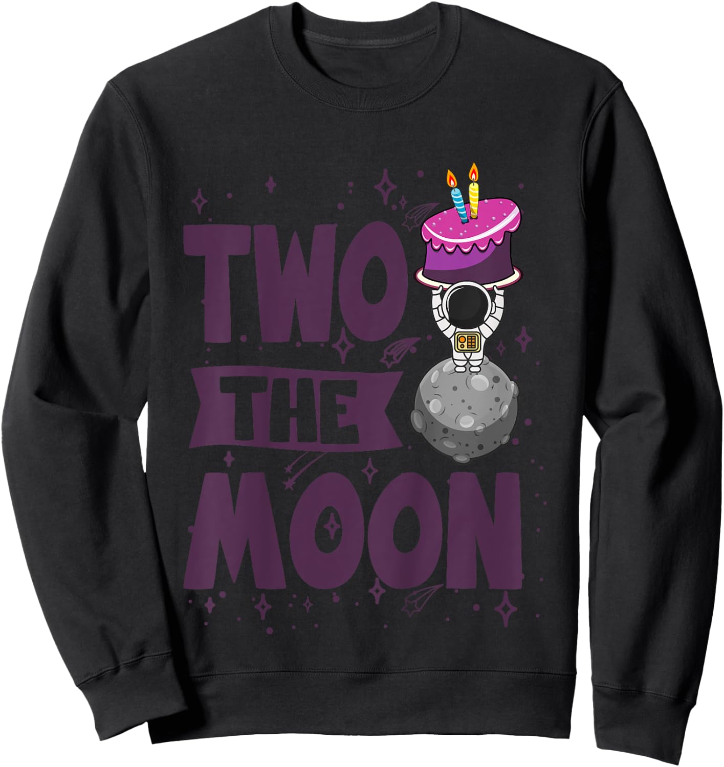 TWO THE MOON Shirt Girls 2nd Birthday Gift 2 Year Old Sweatshirt - Sweatshirt | Black