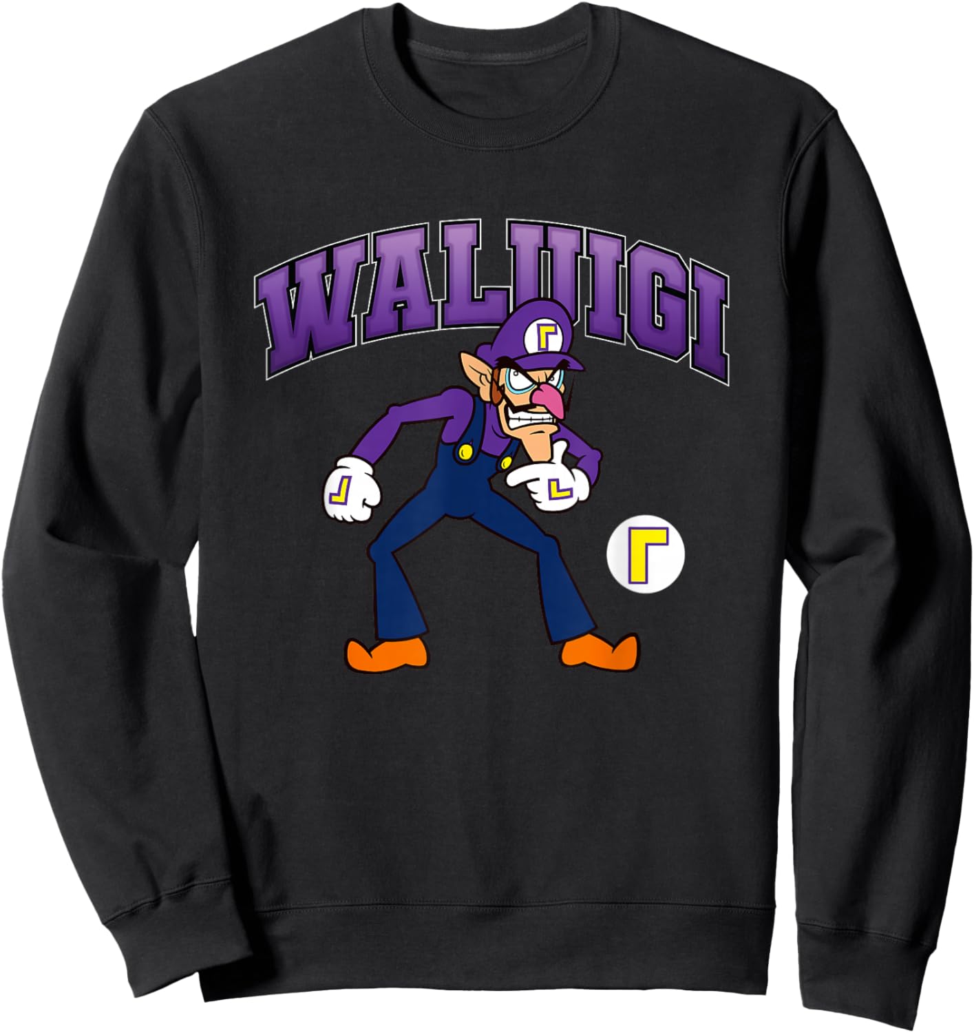 Super Mario Bros Waluigi Big Character Portrait Sweatshirt - Sweatshirt | Black