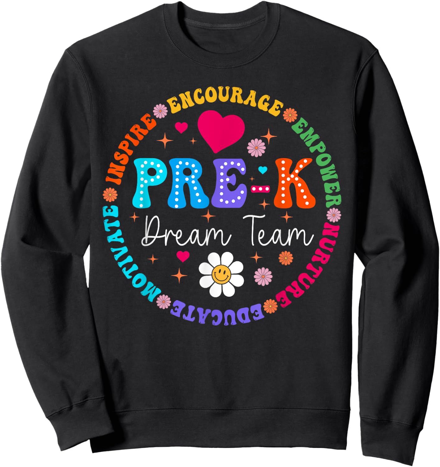 Pre K Dream Team Back To School Boys First Day Teacher Sweatshirt - Sweatshirt | Black